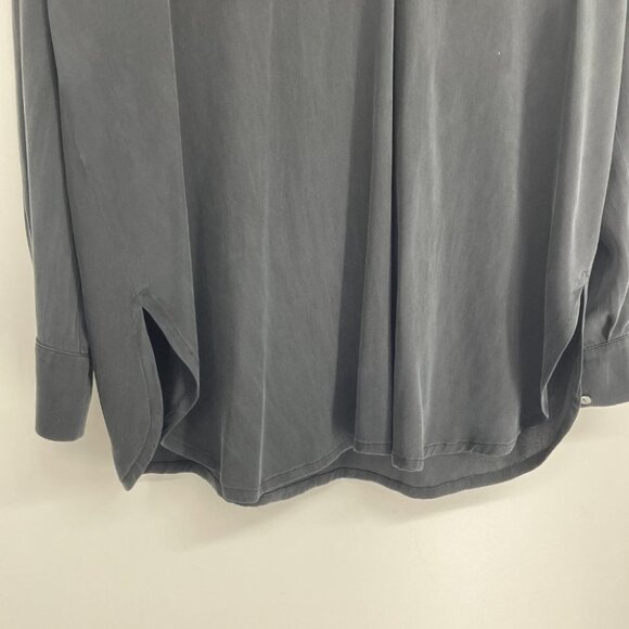 Vince Half Placket Grey Silk Tunic long sleeve vneck blouse - Picture 4 of 14